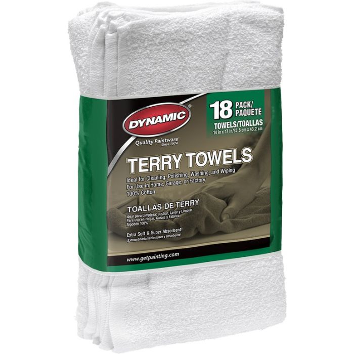 Dynamic 14" x 17" White Terry Towel 18Pk