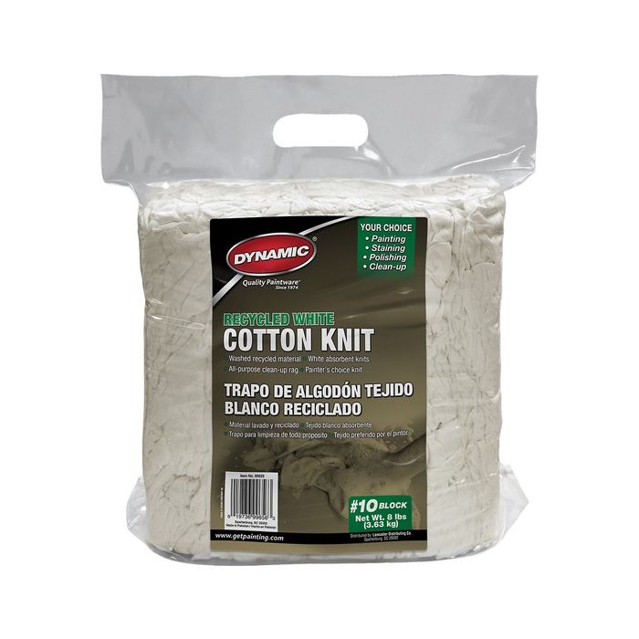 Dynamic #10 8Lb Block Recycled White Cotton Knit Wiping Cloth