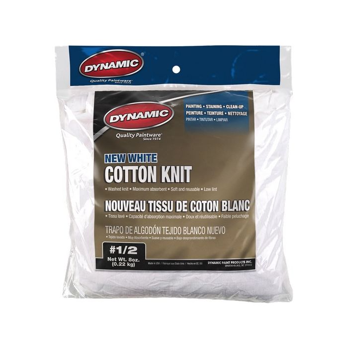 Dynamic #1/2 8 oz. Bag New White Cotton Knit Wiping Cloth