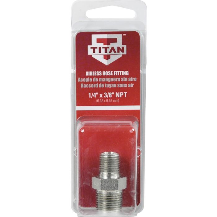 Titan 1/4" NPT Male x 3/8" NPT Male Hose to Hose Coupling (Packaged)