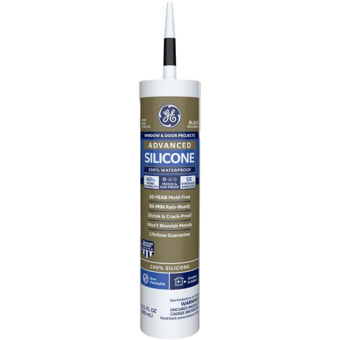 GE 10.1oz Black Window & Door Silicone II Sealant (2813670)