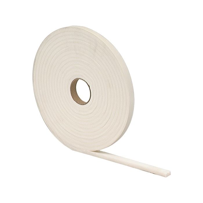 M-D 3/16" x 3/8" x 17' White Hi Density Foam Tape w/ Adhesive Closed Cell