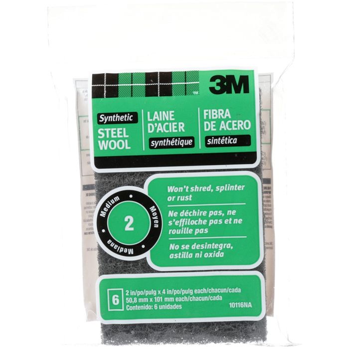 3M 2" x 4" Medium (#2) Synthetic Steel Wool Pads