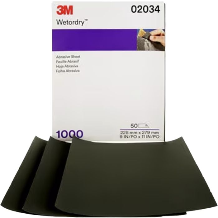 3M 9" x 11" 1000 Grit Wetordry Abrasive Sheets (50 per Pack)