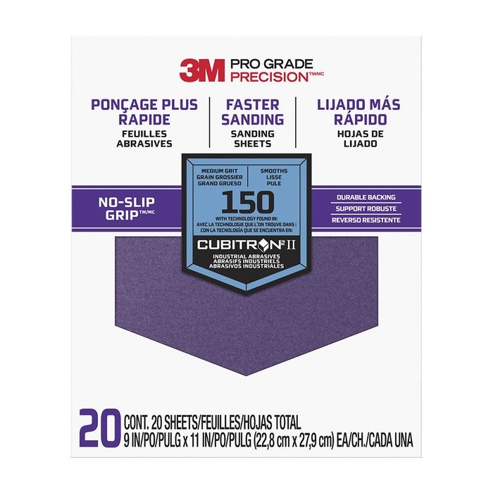 3M 9" x 11" Med (150 Grit) Pro Grade Precision Faster Sanding Sheets (20pk)
