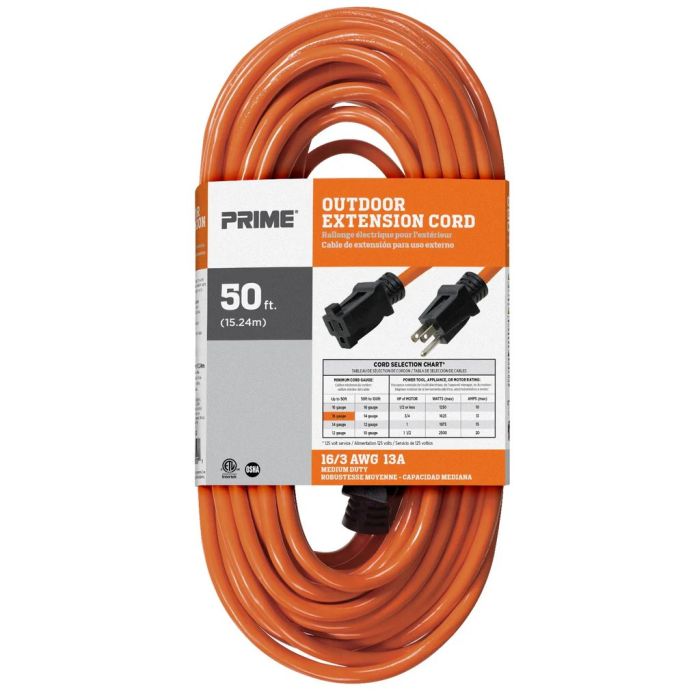 Prime Wire 16/3 SJTW Orange Outdoor Extension Cords