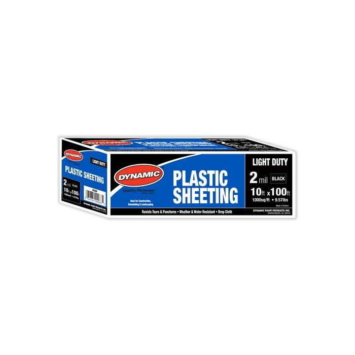 Dynamic 10' x 100' 2mil Black Plastic Sheeting