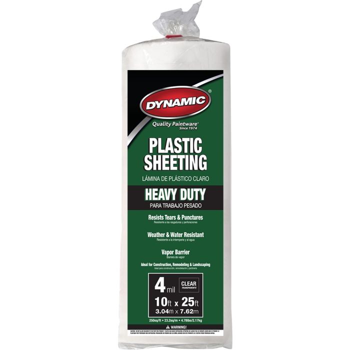 Dynamic 10' x 25' 4mil Clear Plastic Sheeting