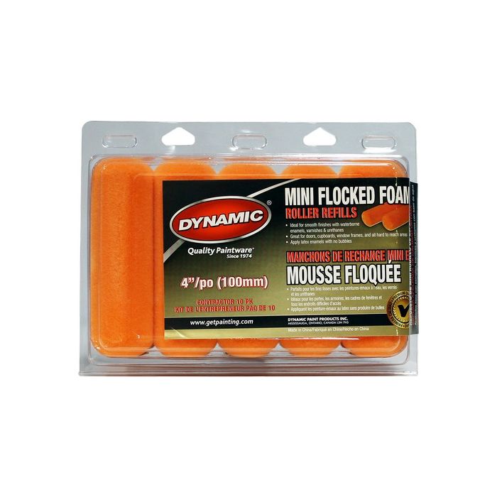 Dynamic 4" (100mm) Flocked Foam Mini Roller Cover (10pk)