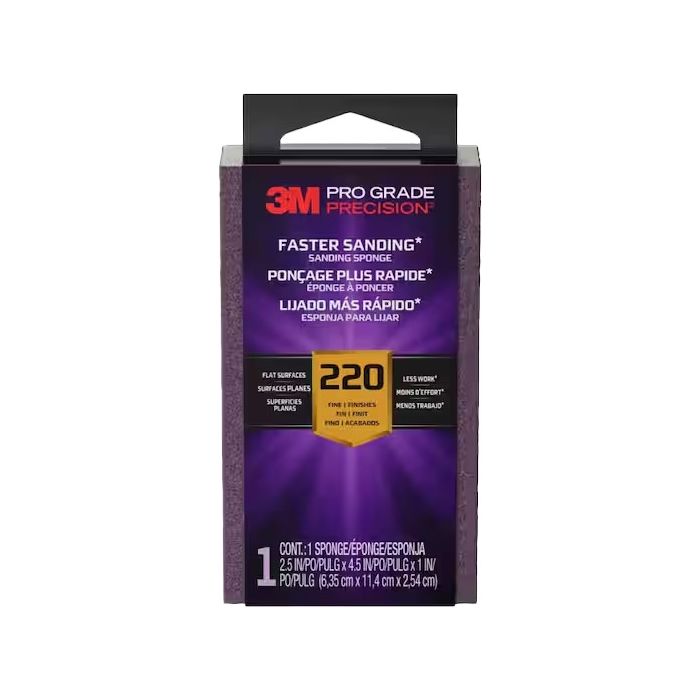 3M Fine 220 Grit Pro Grade Precision Faster Sanding Block Sponge