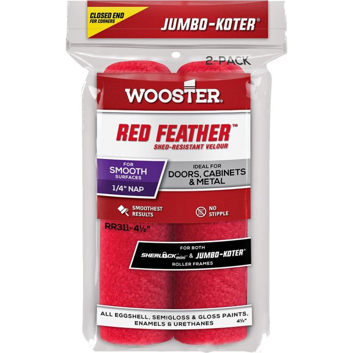 Wooster 4-1/2" x 1/4" Nap Red Feather Jumbo-Koter Mini Roller Cover (2pk)