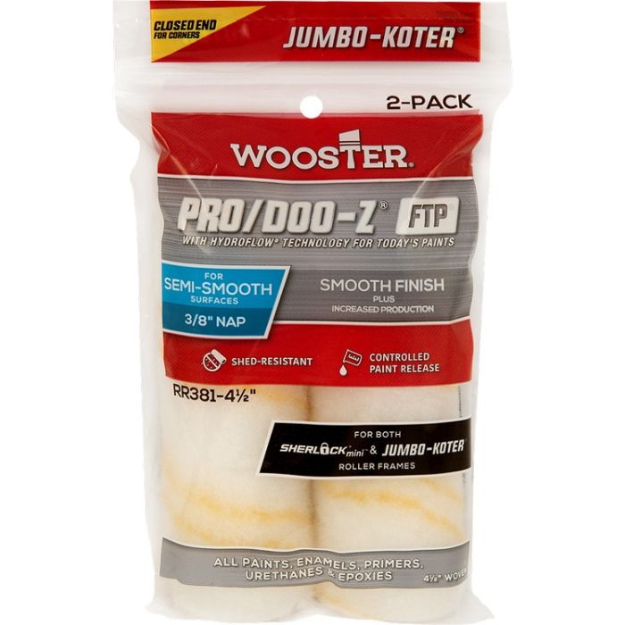 Wooster 4-1/2" x 3/8" Pro/Doo-Z FTP Closed-End Jumbo-Koter Mini Roller (2pk)