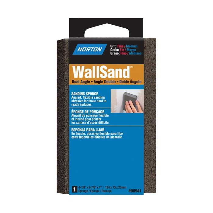 Norton 4-7/8" x 2-7/8" x 1" WallSand Fine/Medium Dual Angle Sponge