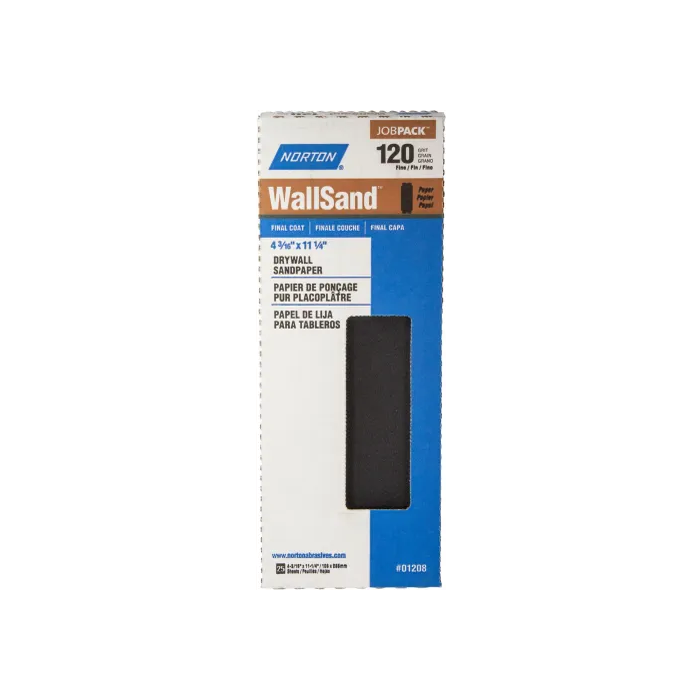 Norton 4-3/16" x 11" P120D WallSand Paper Cut Sheet 25Pk