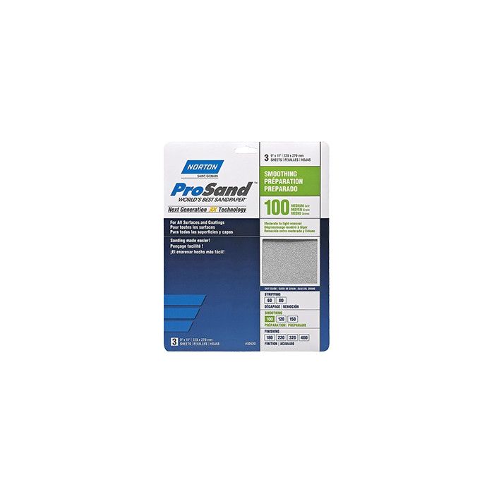 Norton 9" x 11" 100 ProSand Paper Sheets 3Pk