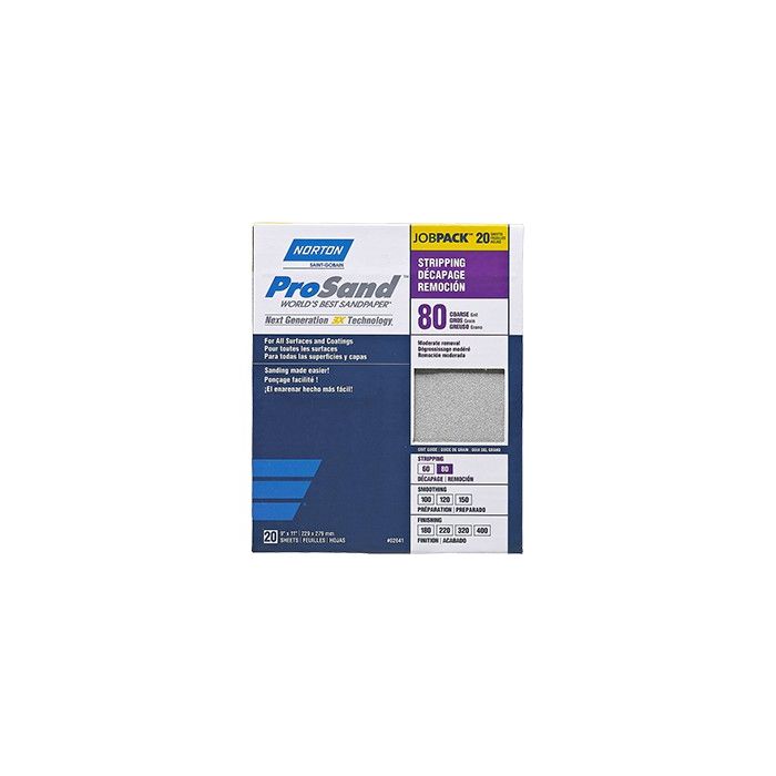 Norton 9" x 11" 80 ProSand Paper Sheets 20Pk
