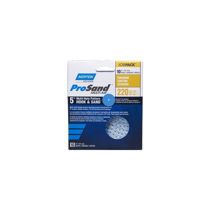 Norton 5" P220B ProSand Multi-Air Cyclonic Paper H&L Vac Disc 10Pk