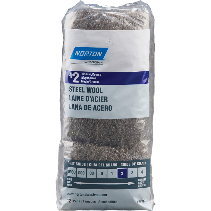 Norton Steel Wool 2 Medium/Coarse 12Pk