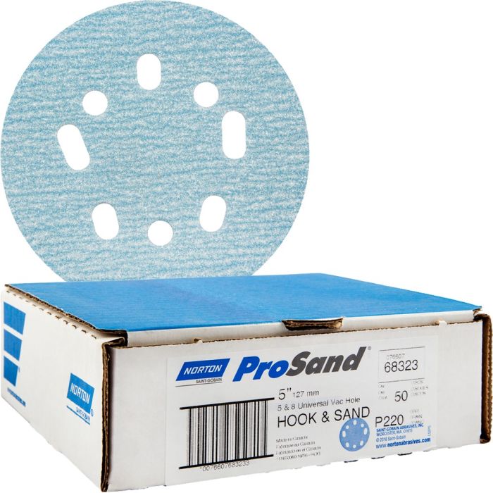 Norton 5" 5 & 8 Hole P220 ProSand Paper H&L UVH Disc 50pk