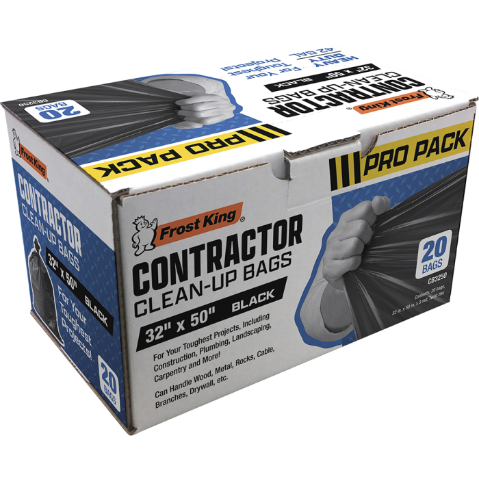 Frost King 3mil 42gal 32" x 50" Black Contractor Bags (20ct)