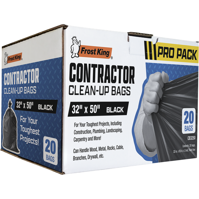 Frost King 3mil 42gal 32" x 50" Black Contractor Bags (20ct)