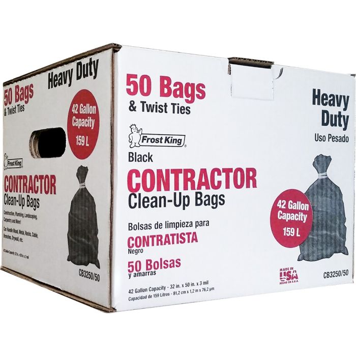 Frost King 3mil 42gal 32" x 50" Black Contractor Bags (50ct)