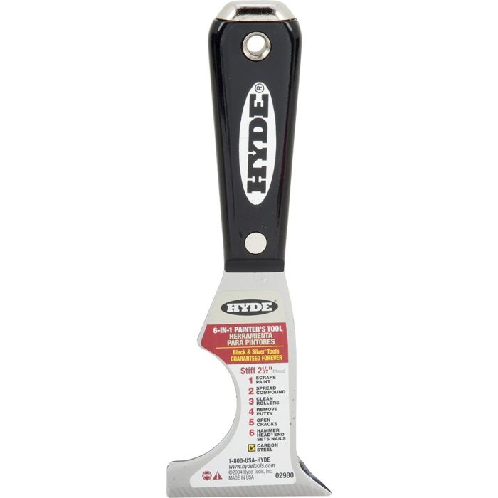 Hyde 2-1/2" Black & Silver 6-In-1 Painters Tool