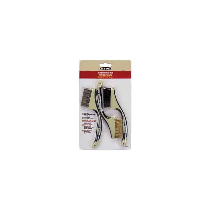 Hyde Maxxgrip Mini Wire Brush 3Pk