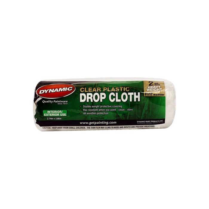 Dynamic 9' x 12' 2mil Rolled Clear Plastic Drop Cloth