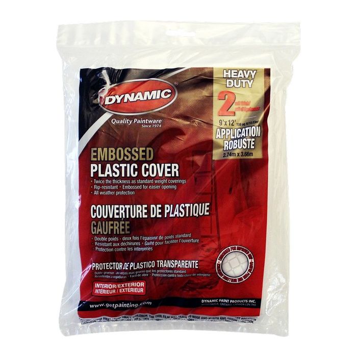 Dynamic 9' x 12' 2mil Flat Packed Embossed Clear Plastic Drop Cloth