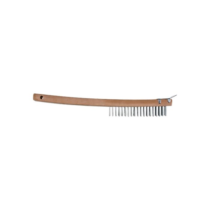 Dynamic 14" 3 x 19 Row Wood Handle Tempered Steel Wire Brush w/Scraper