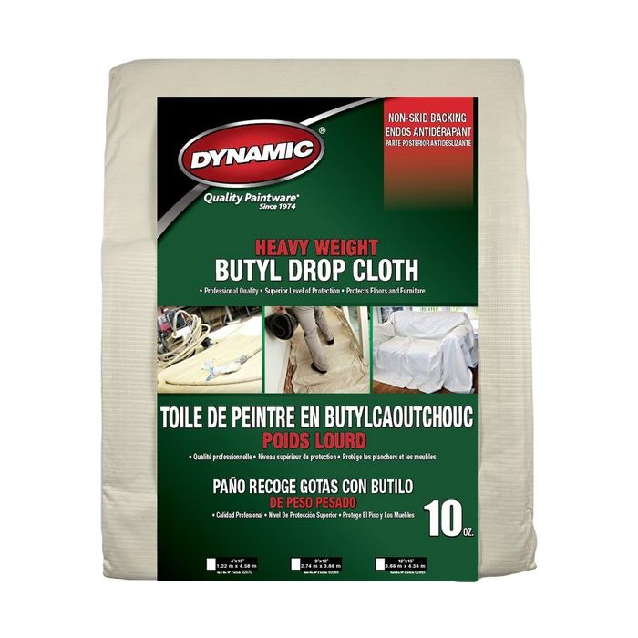 Dynamic 9' x 12' (2.74m x 3.66m) 10oz Heavy Weight Butyl Drop Cloth
