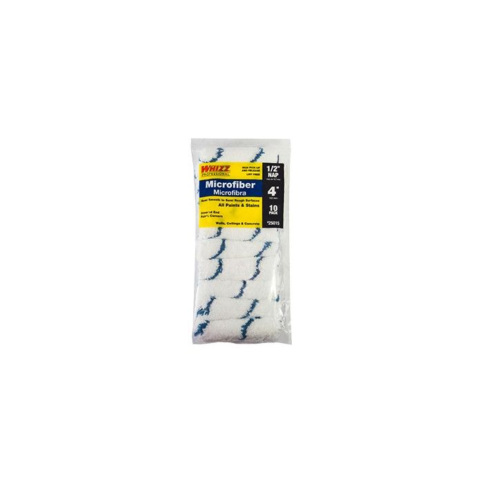 Whizz 4" Microfiber Blue Stripe 1/2" Nap Mini Roller 10Pk