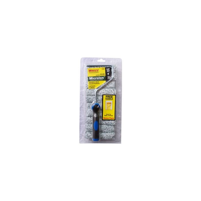 Whizz 4" Microlon 3/8" Nap Mini Roller Cover 10PK w/Frame