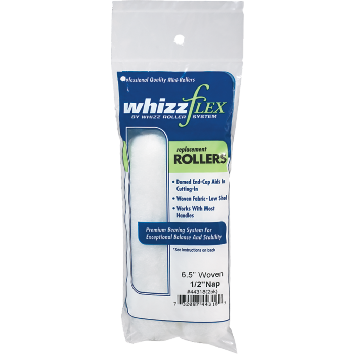 Whizz 6-1/2" White Whizzflex Woven 1/2" Nap Mini Roller 2Pk