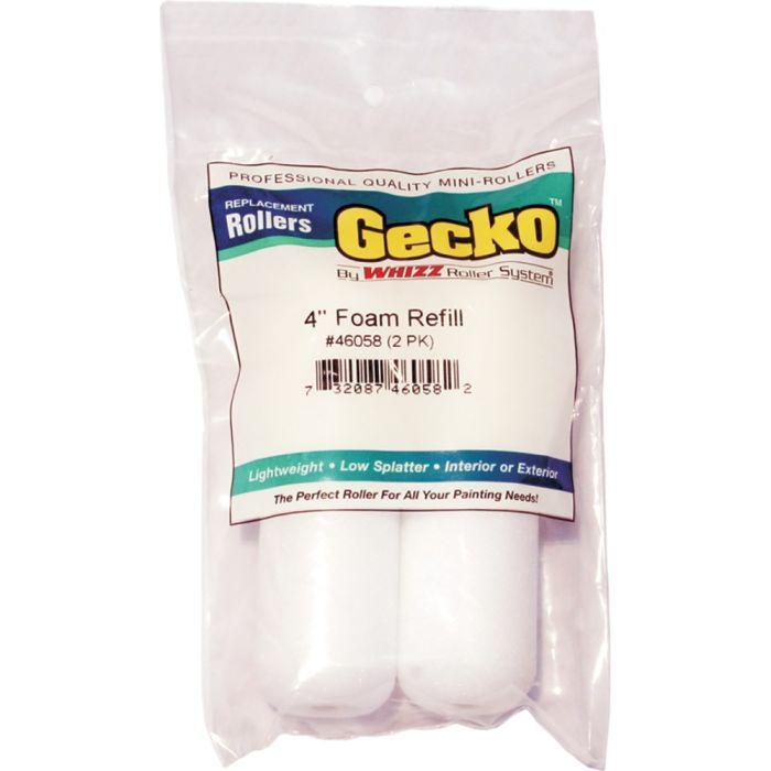 Whizz 4" Gecko White Foam Mini Roller 2Pk