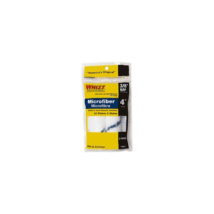 Whizz 4" Xtrasorb Microfiber Blue Stripe 3/8" Nap Mini Roller 2Pk