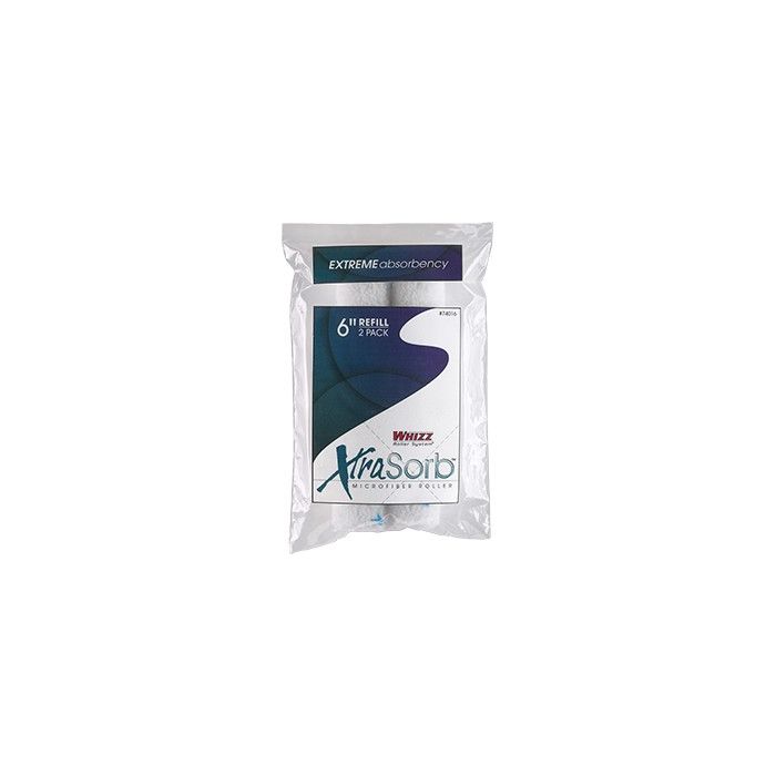 Whizz 6" Xtrasorb Microfiber Blue Stripe 3/8" Nap Mini Roller 2Pk