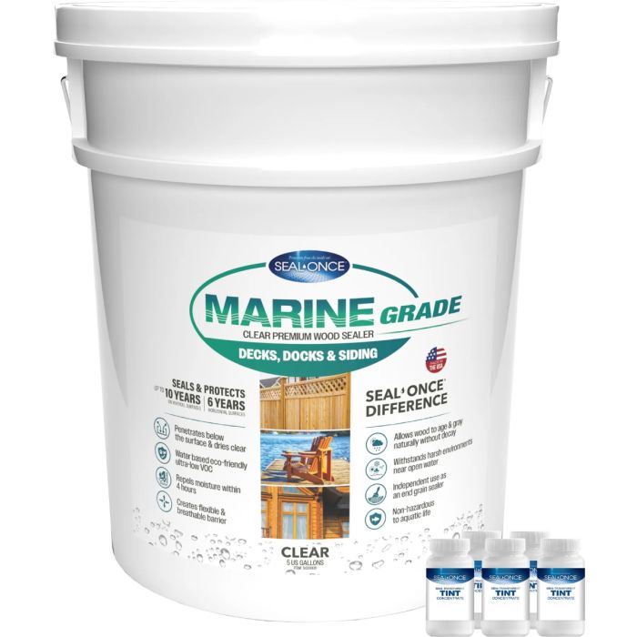 Seal-Once 5gal Bronze Cedar Single Strength Semi-Transparent Marine Grade Premium Wood Stain & Sealer