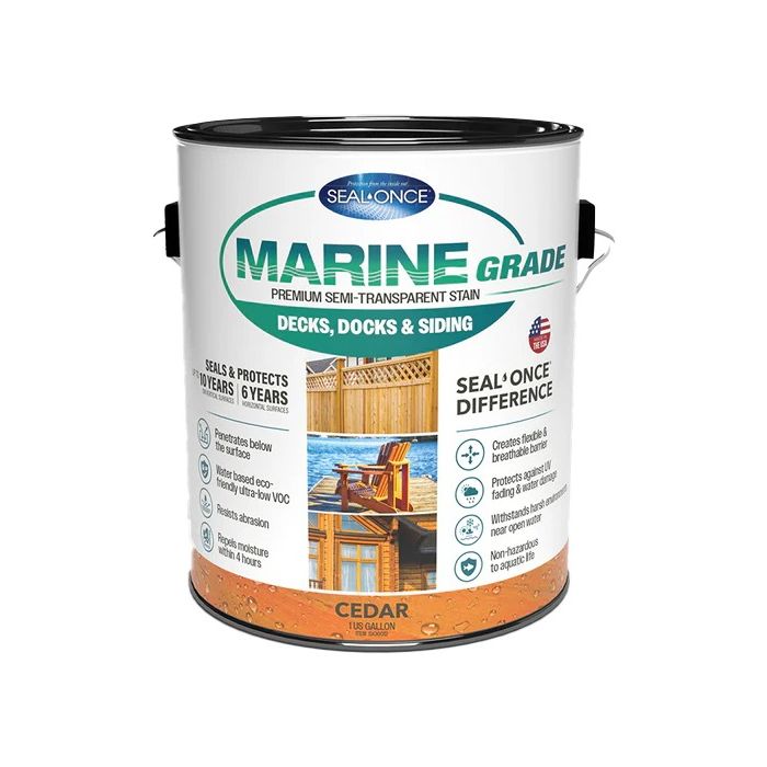 Seal-Once Marine Grade Pre-Mixed Semi-Transparent Premium Wood Stain & Sealer