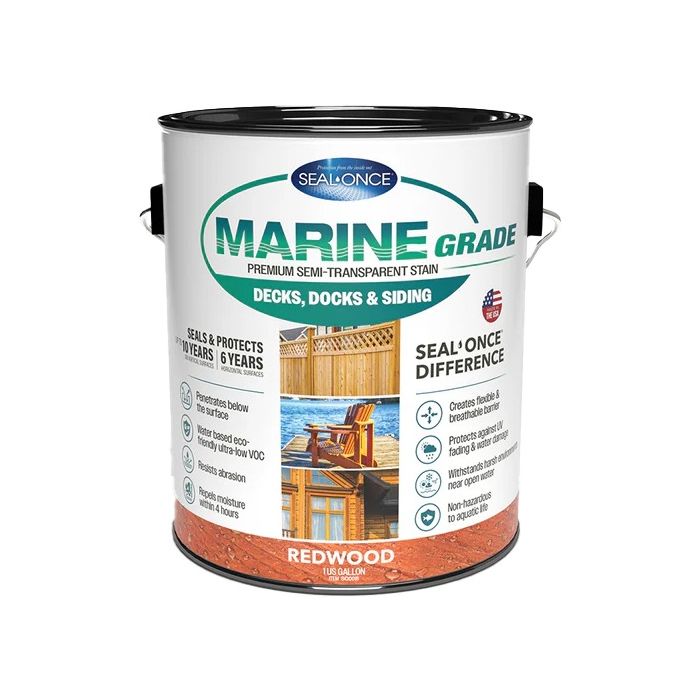 Seal-Once Marine Grade Pre-Mixed Semi-Transparent Premium Wood Stain & Sealer