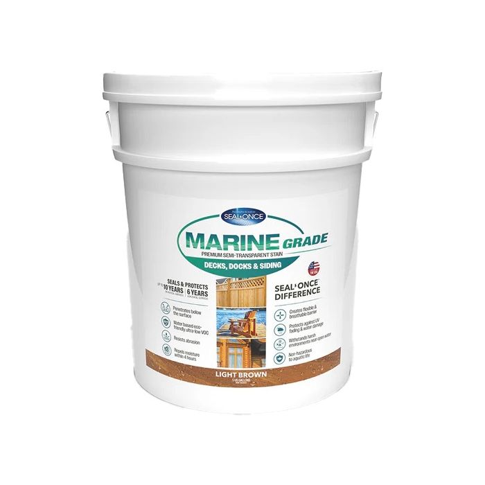 Seal-Once Marine Grade Pre-Mixed Semi-Transparent Premium Wood Stain & Sealer