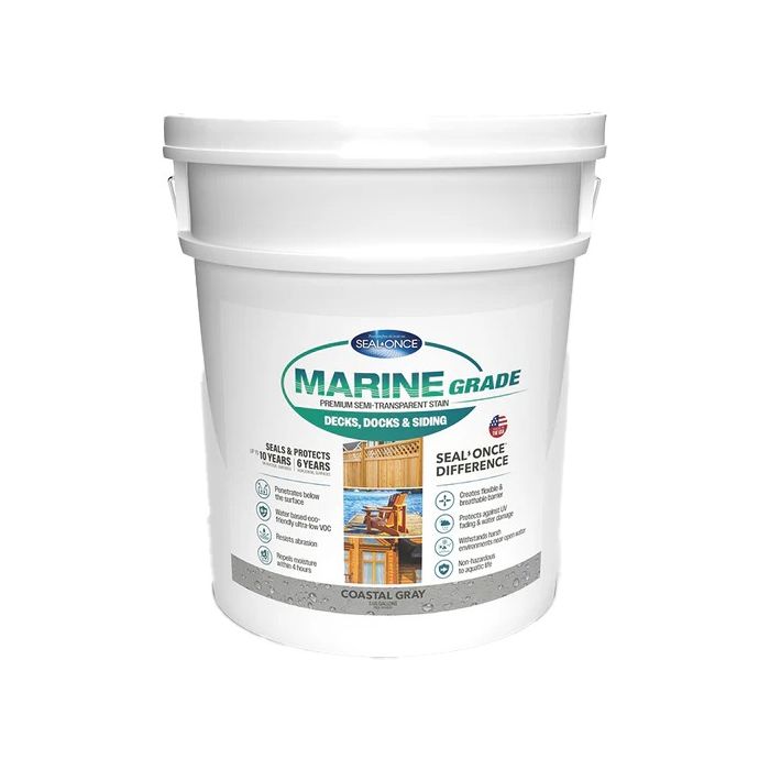 Seal-Once Marine Grade Pre-Mixed Semi-Transparent Premium Wood Stain & Sealer