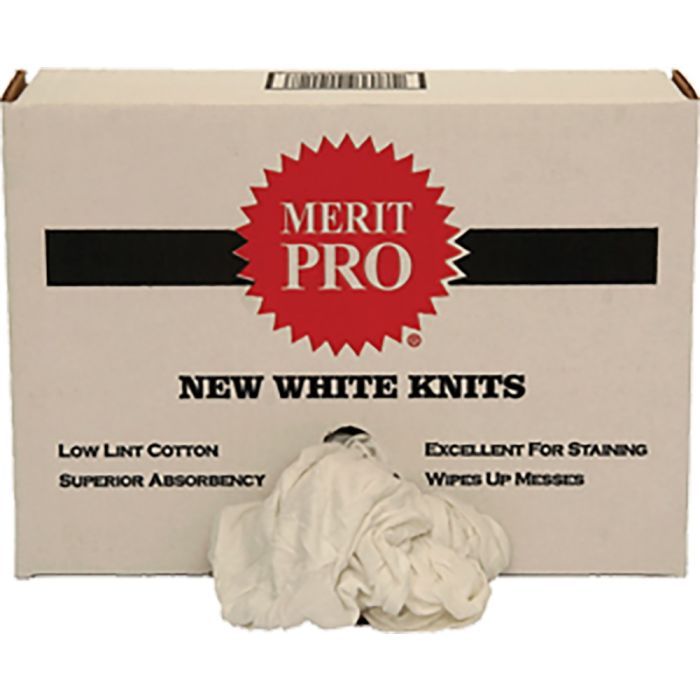 Merit Pro #5 4lb Box of Red Label New White Washed Knit Rags