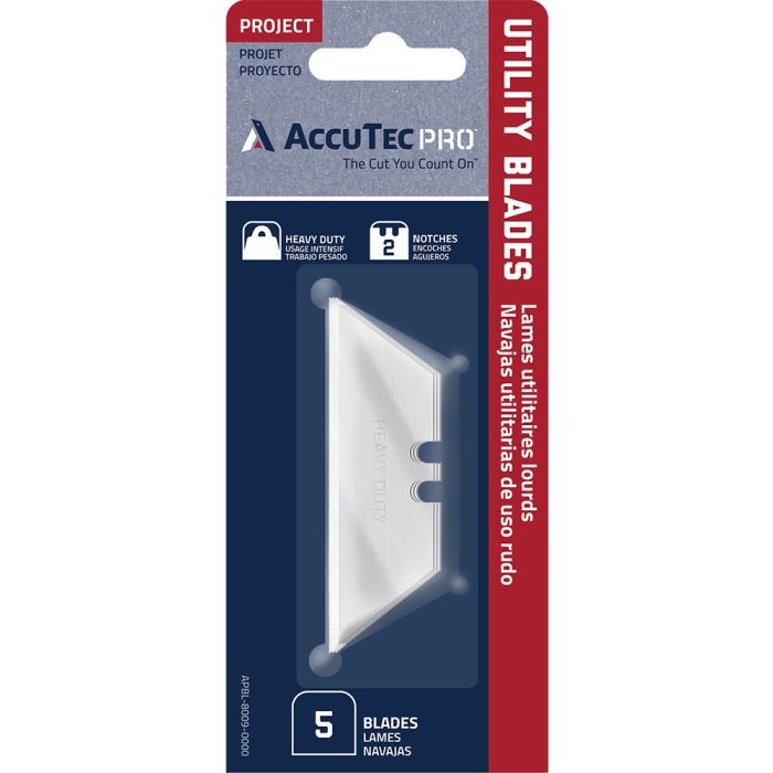 AccuTec .024 HD 2-Notch Pro Utility Blade Carded (5pk)