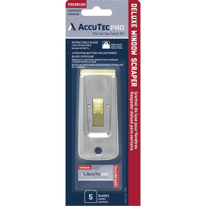 AccuTec PRO Deluxe Window Scraper w/ 5 Blades