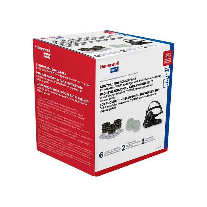 Honeywell RAP 7700 Half Mask Respirator with 3 Sets of OV/R95 Cartridges & Filters (Bonus Pack)