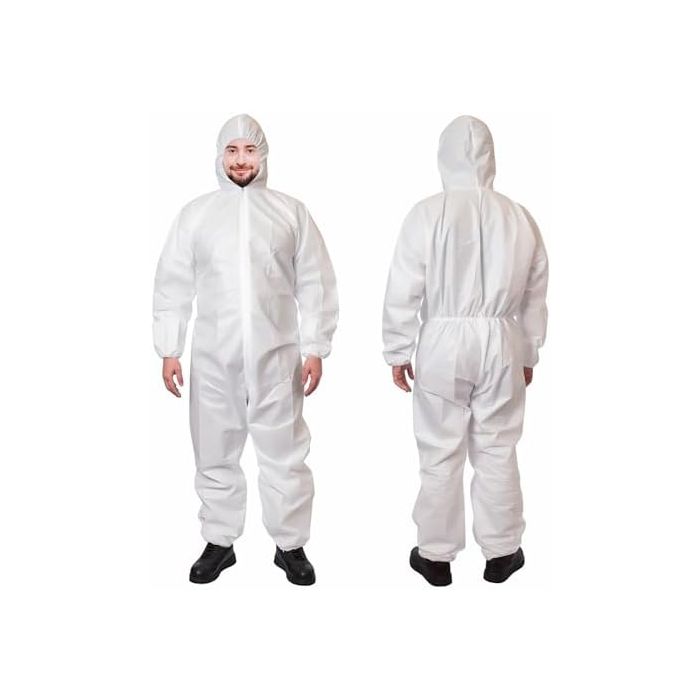 Protective Coverall PP Non-Woven 37GSM + PE 28GSM X-Large - White (1 box contains 5 Coveralls)