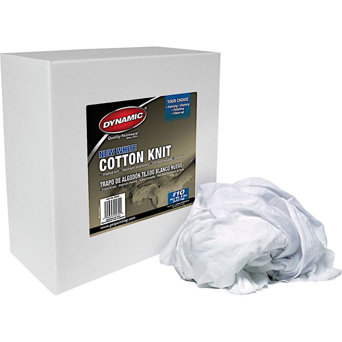 Dynamic #10 8Lb Box New White Cotton Knit Wiping Cloth
