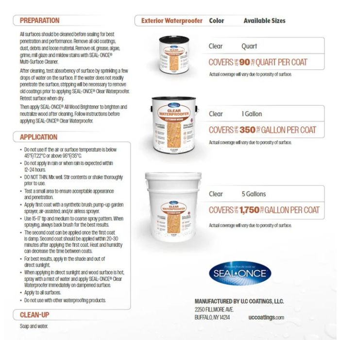 Seal-Once Custom Semi-Transparent Exterior Wood Stain & Waterproofer